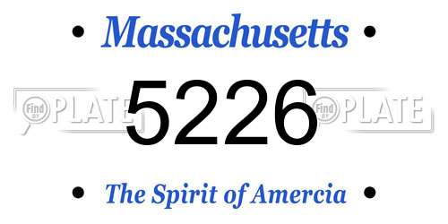 5226 Massachusetts License Plate