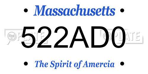 522AD0 Massachusetts License Plate