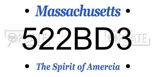 522BD3 Massachusetts License Plate