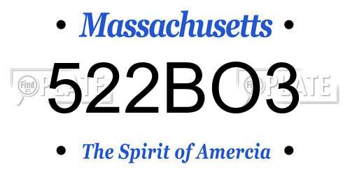 522BO3 Massachusetts License Plate