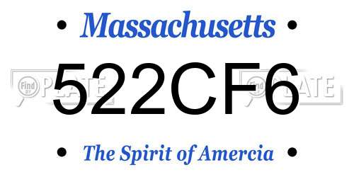522CF6 Massachusetts License Plate