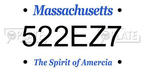 522EZ7 Massachusetts License Plate