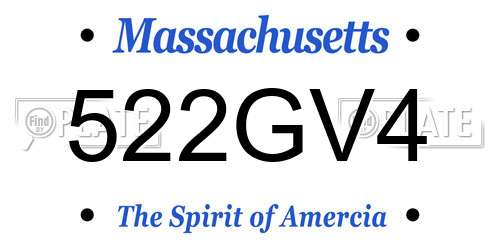 522GV4 Massachusetts License Plate