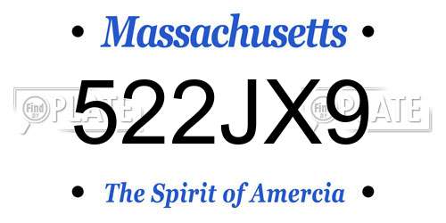 522JX9 Massachusetts License Plate