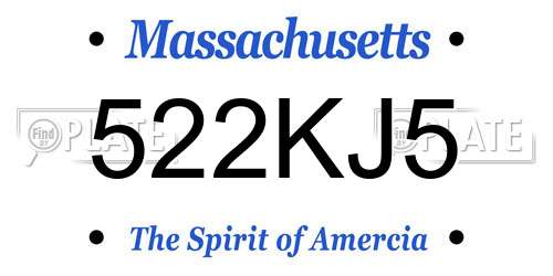 522KJ5 Massachusetts License Plate