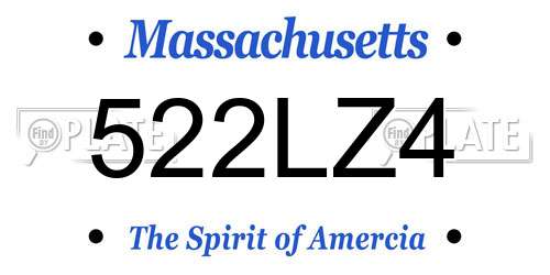 522LZ4 Massachusetts License Plate