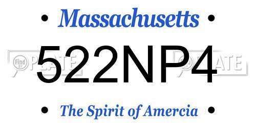 522NP4 Massachusetts License Plate