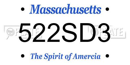 522SD3 Massachusetts License Plate