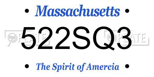 522SQ3 Massachusetts License Plate
