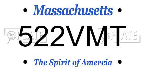 522VMT Massachusetts License Plate
