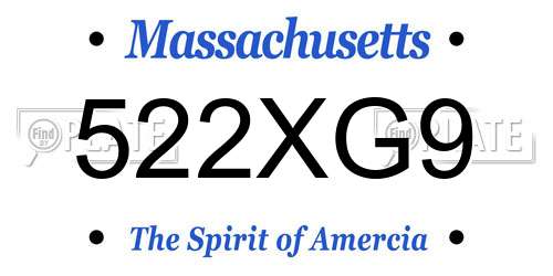 522XG9 Massachusetts License Plate