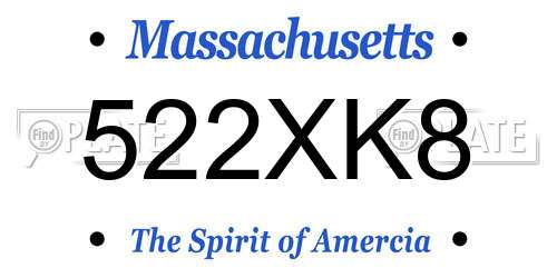 522XK8 Massachusetts License Plate