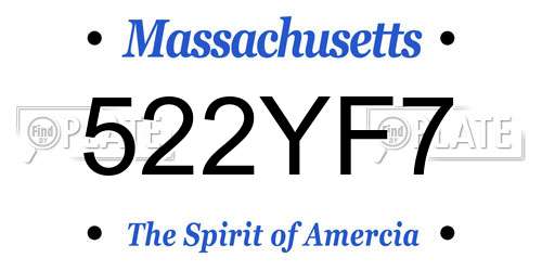 522YF7 Massachusetts License Plate