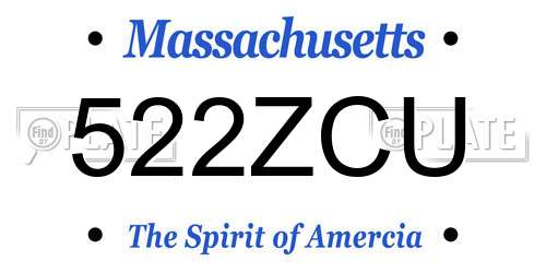 522ZCU Massachusetts License Plate
