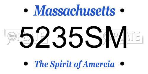 5235SM Massachusetts License Plate