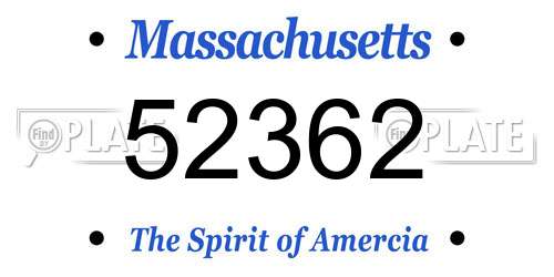 52362 Massachusetts License Plate