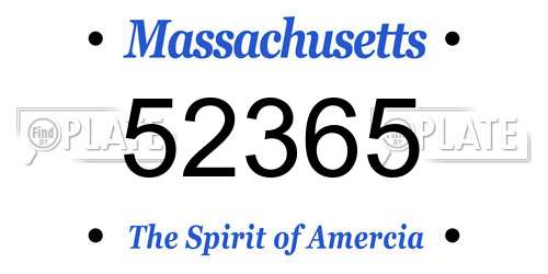 52365 Massachusetts License Plate