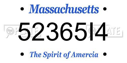 52365I4 Massachusetts License Plate