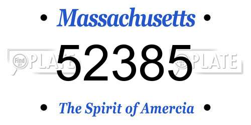 52385 Massachusetts License Plate