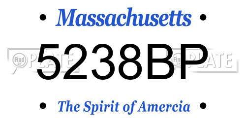 5238BP Massachusetts License Plate