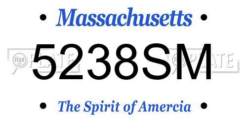 5238SM Massachusetts License Plate