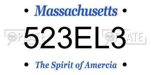 523EL3 Massachusetts License Plate
