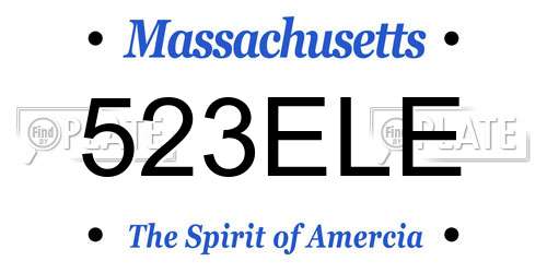 523ELE Massachusetts License Plate