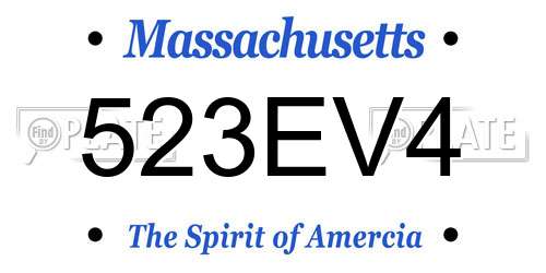 523EV4 Massachusetts License Plate