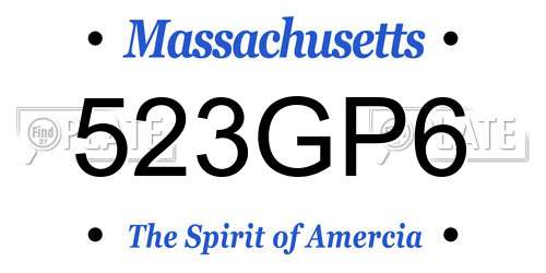 523GP6 Massachusetts License Plate