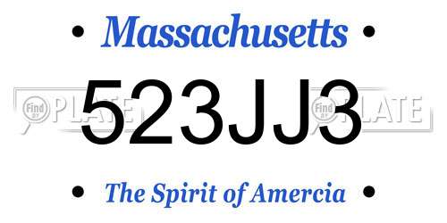 523JJ3 Massachusetts License Plate