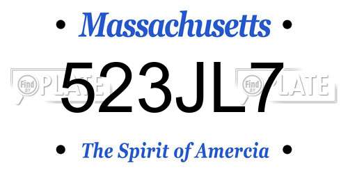 523JL7 Massachusetts License Plate