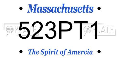 523PT1 Massachusetts License Plate