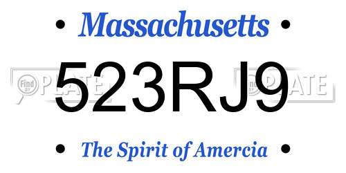 523RJ9 Massachusetts License Plate