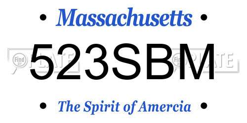 523SBM Massachusetts License Plate