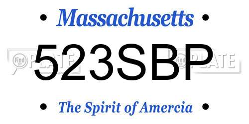 523SBP Massachusetts License Plate