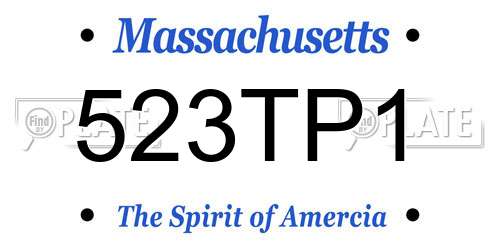 523TP1 Massachusetts License Plate