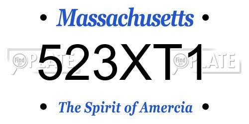 523XT1 Massachusetts License Plate