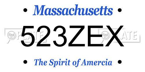 523ZEX Massachusetts License Plate
