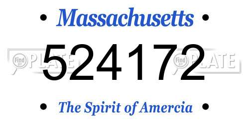 524172 Massachusetts License Plate