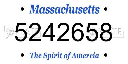5242658 Massachusetts License Plate