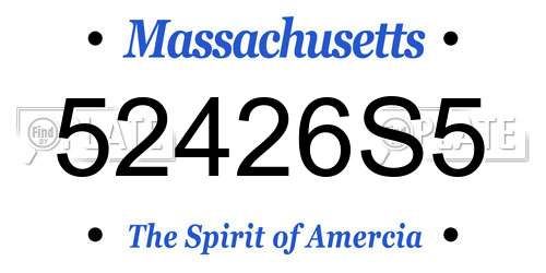 52426S5 Massachusetts License Plate
