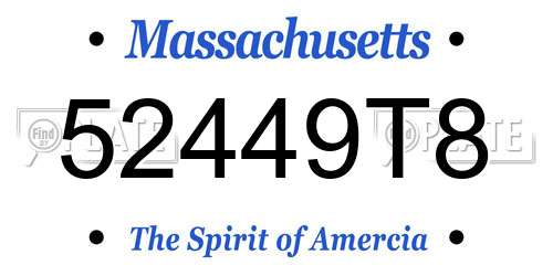 52449T8 Massachusetts License Plate