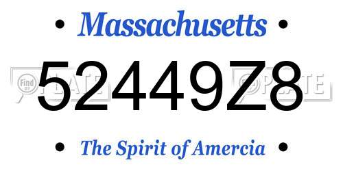 52449Z8 Massachusetts License Plate