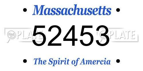 52453 Massachusetts License Plate