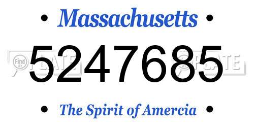 5247685 Massachusetts License Plate