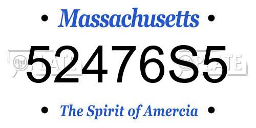 52476S5 Massachusetts License Plate