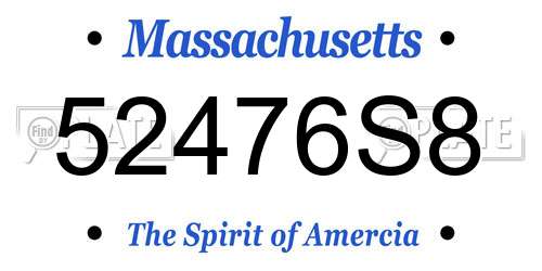 52476S8 Massachusetts License Plate