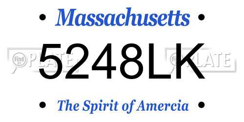 5248LK Massachusetts License Plate
