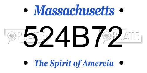 524B72 Massachusetts License Plate