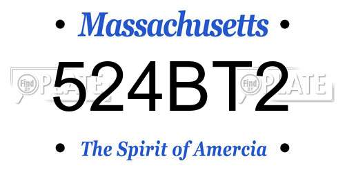 524BT2 Massachusetts License Plate
